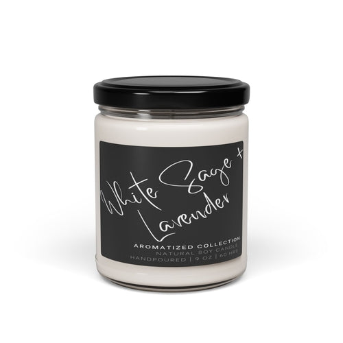 Relaxing White Sage & Lavender Soy Candle - Eco-Friendly Aromatherapy,