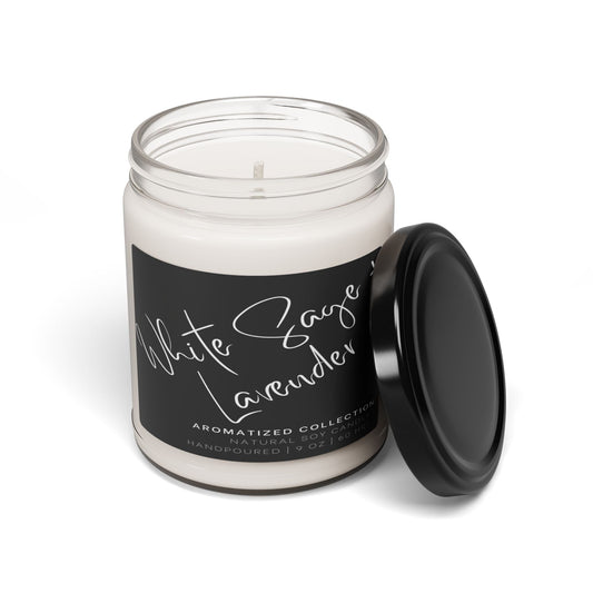 Relaxing White Sage & Lavender Soy Candle - Eco-Friendly Aromatherapy,