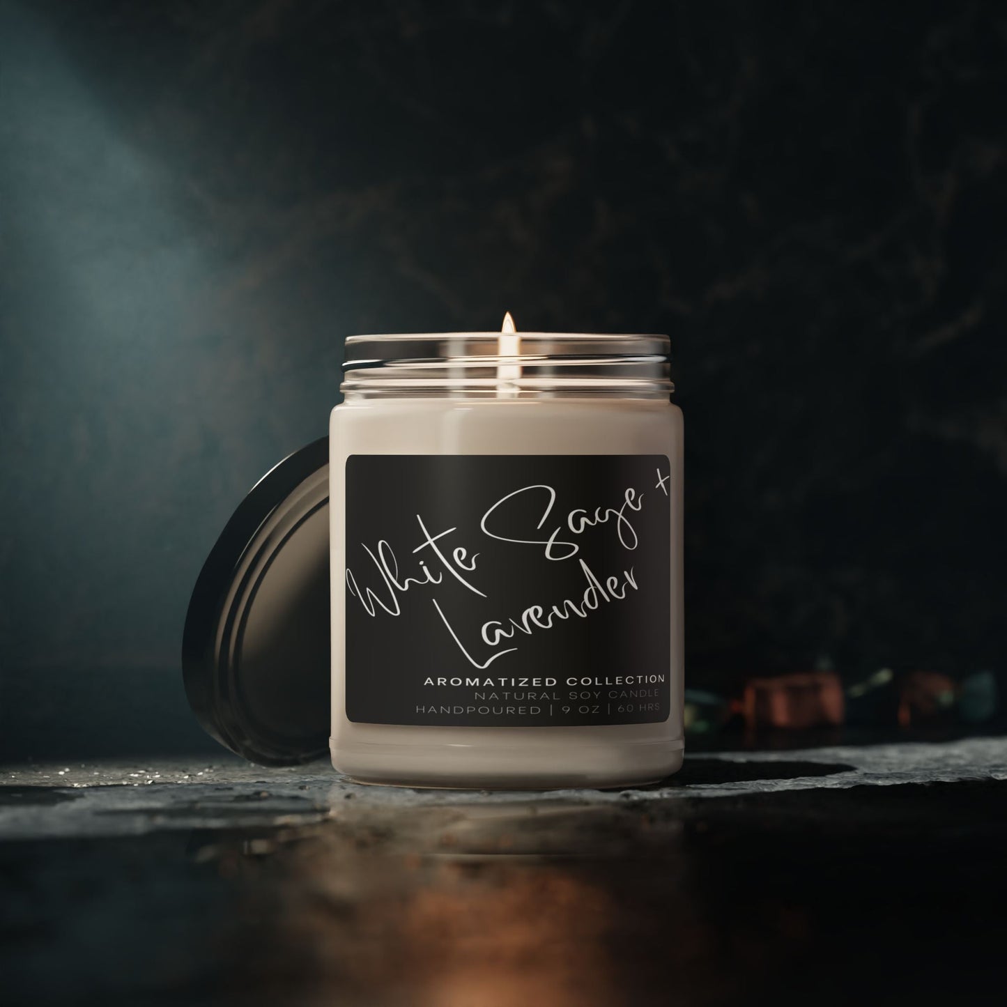 Relaxing White Sage & Lavender Soy Candle - Eco-Friendly Aromatherapy,