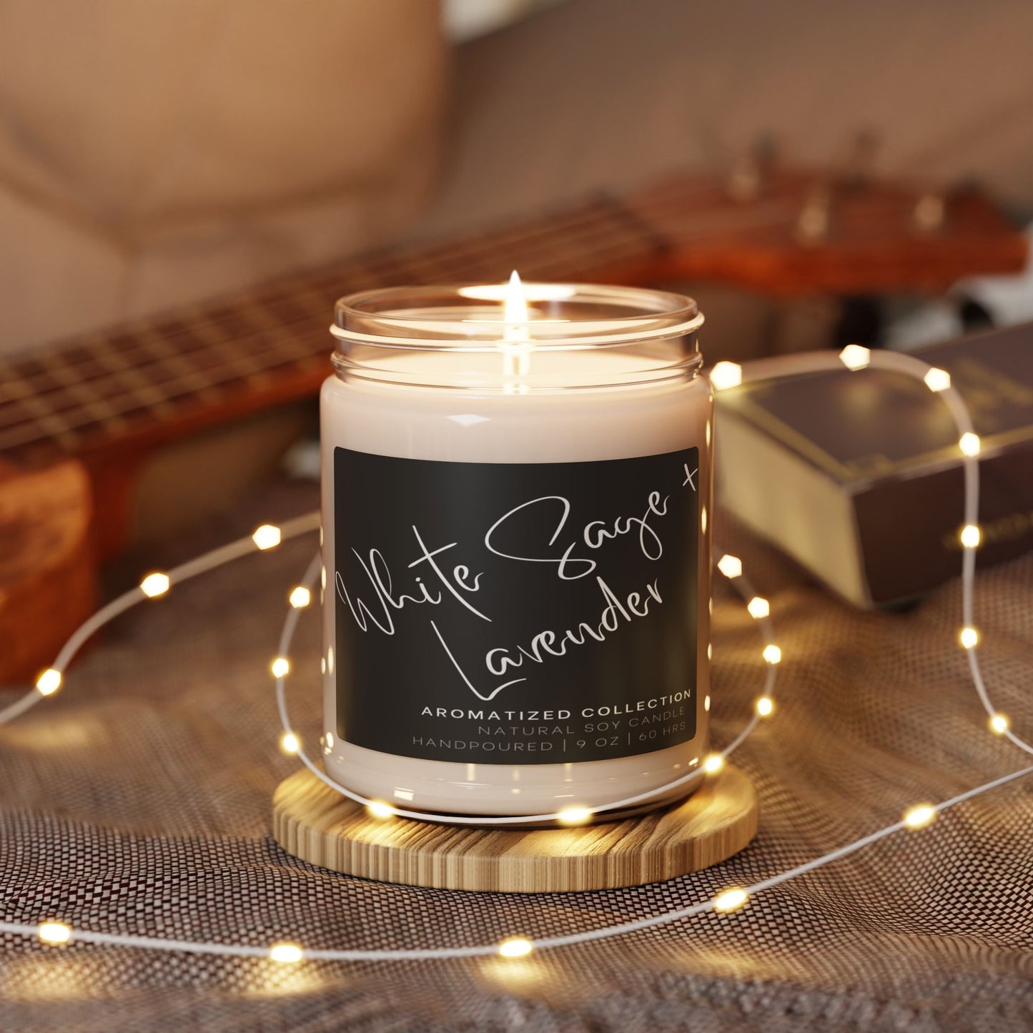 Relaxing White Sage & Lavender Soy Candle - Eco-Friendly Aromatherapy,