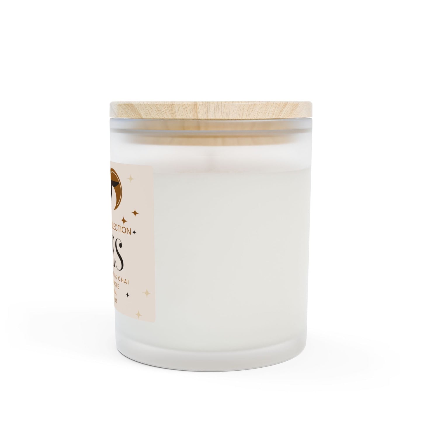 Aries Cinnamon & Chai Soy Wax Candle, Frosted Glass Candle,