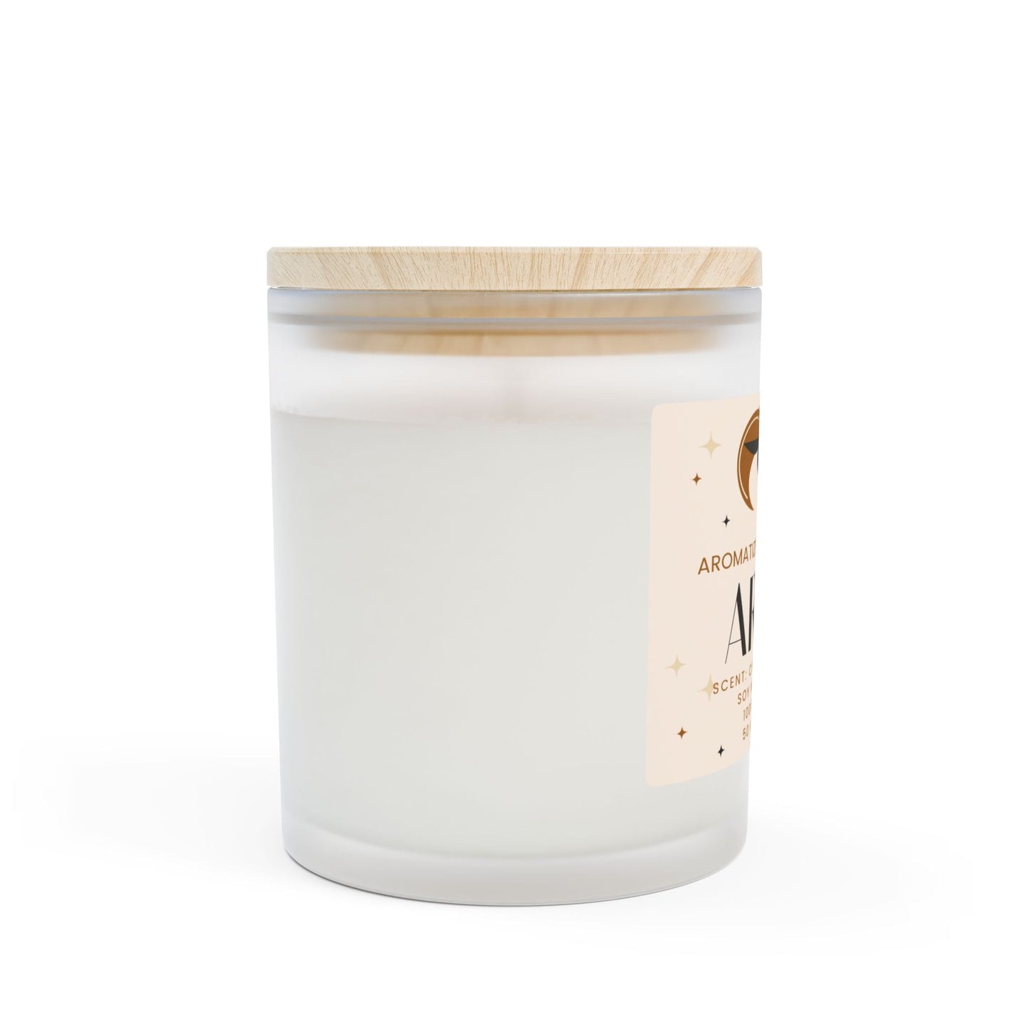 Aries Cinnamon & Chai Soy Wax Candle, Frosted Glass Candle,