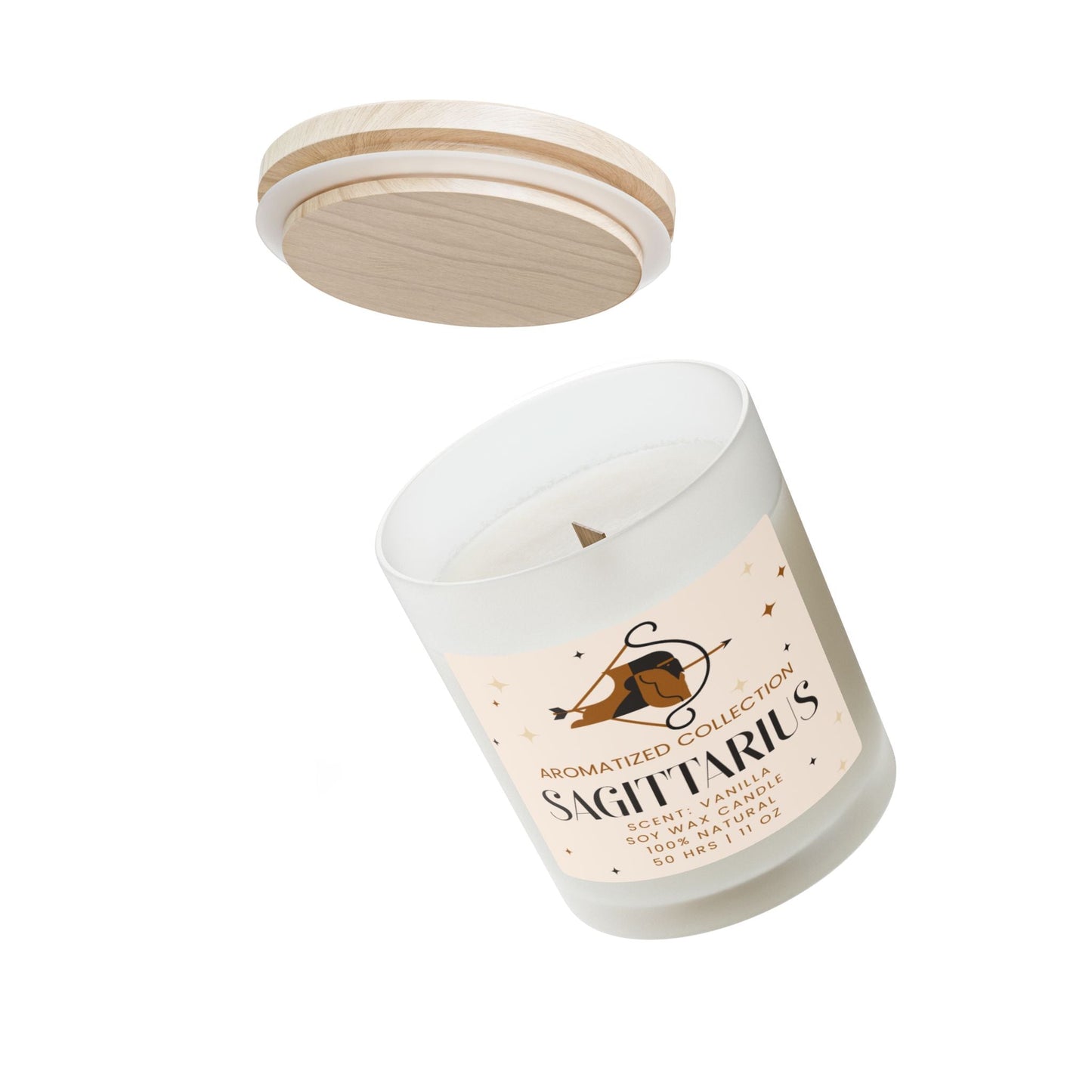 Sagittarius Vanilla Scented Candle, 11oz Frosted Glass || Zodiac