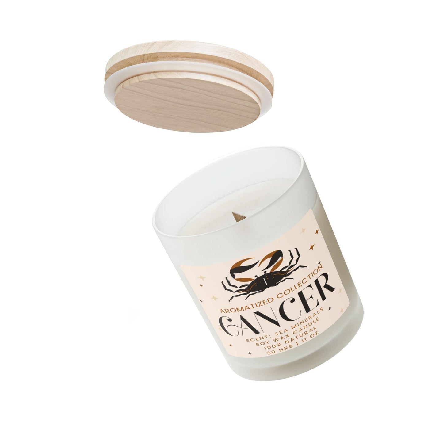 Cancer Sea Minerals Zodiac Candle - 11oz Frosted Glass Aromatherapy