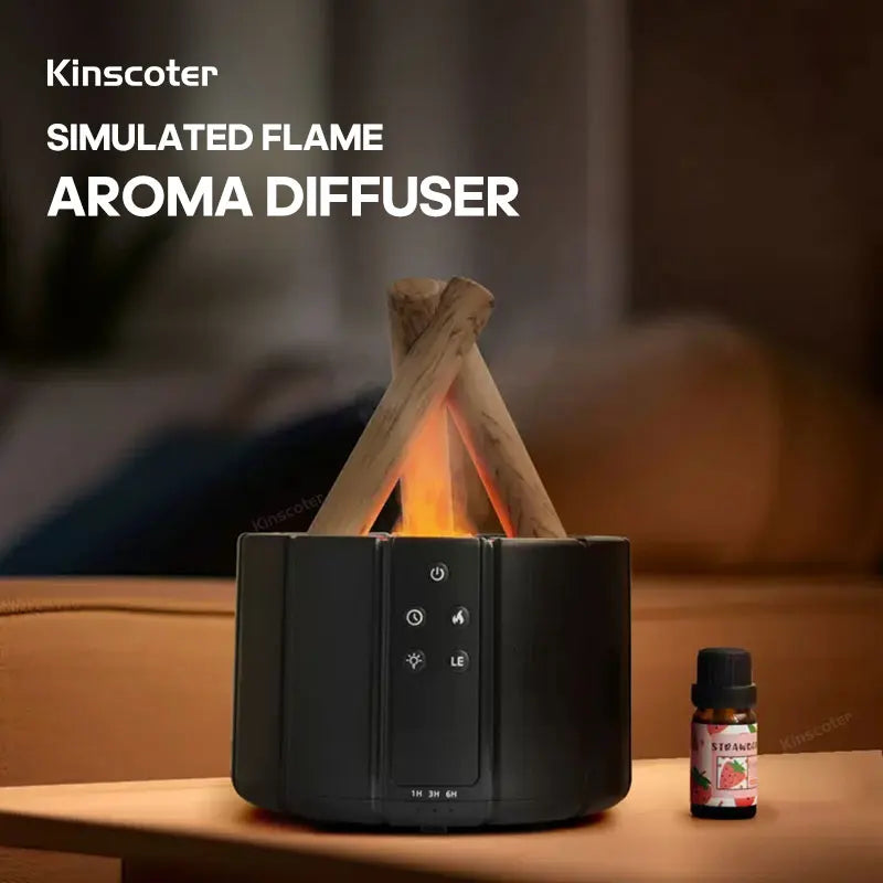 Simulated Flame Aroma Diffuser Bonfire Air Humidifier Ultrasonic Cool