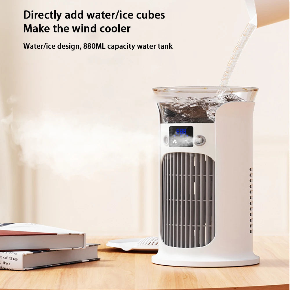 Portable Rechargeable Quiet Cool Air Fan with Humidifier Desktop Air