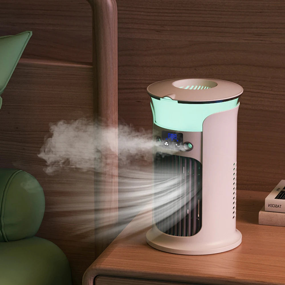 Portable Rechargeable Quiet Cool Air Fan with Humidifier Desktop Air