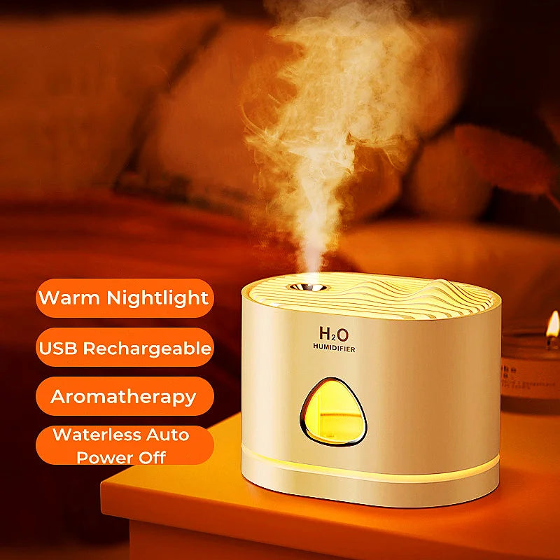 USB Rechargeable Humidifier Air Purifier with LED Light for Home