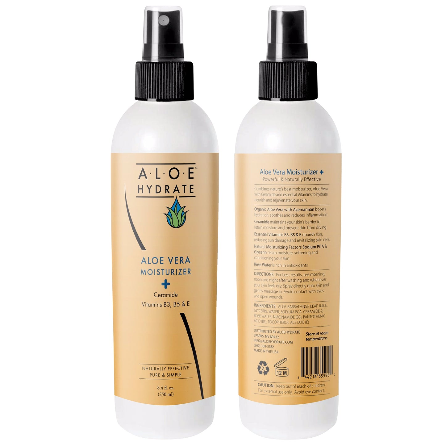 AloeHydrate AVM Body Spray; Non-Greasy Moisturizing Body Lotion