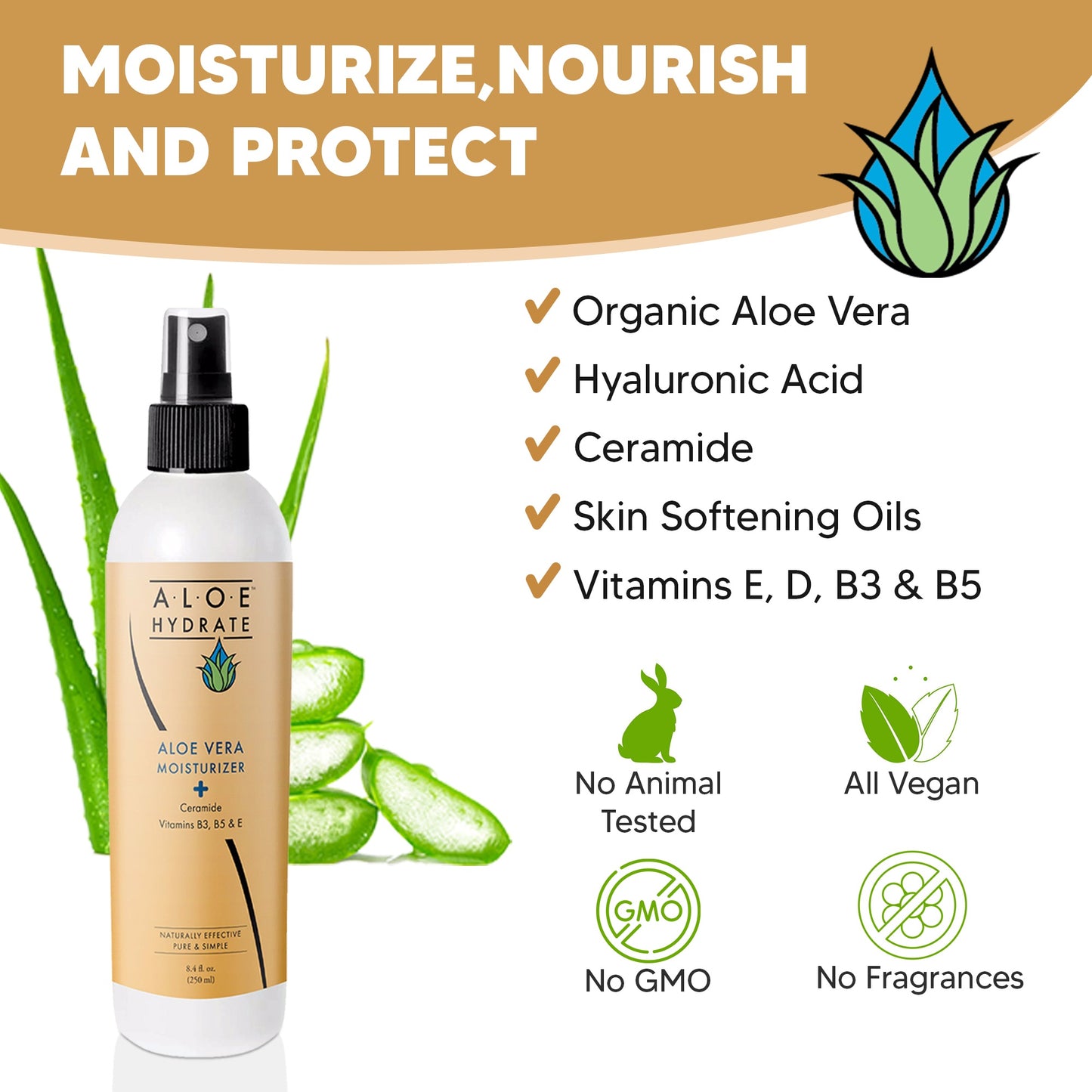 AloeHydrate AVM Body Spray; Non-Greasy Moisturizing Body Lotion