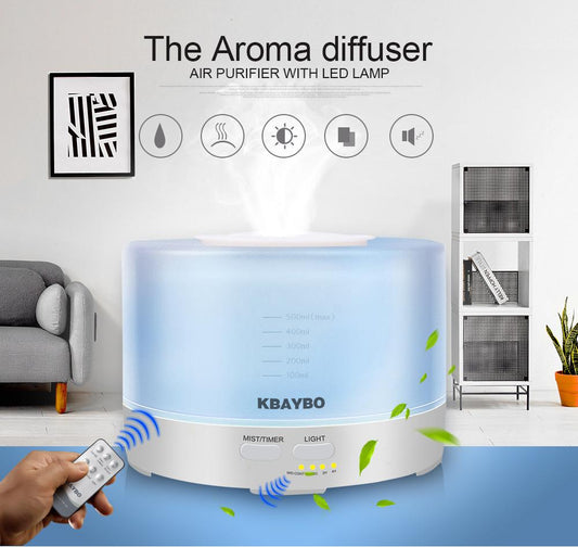 KBAYBO Aroma Ultrasonic air Humidifier 500ml Remote Control Essential
