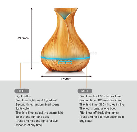 550ml Aroma Essential Oil Diffuser Ultrasonic Air Humidifier Cool Mist