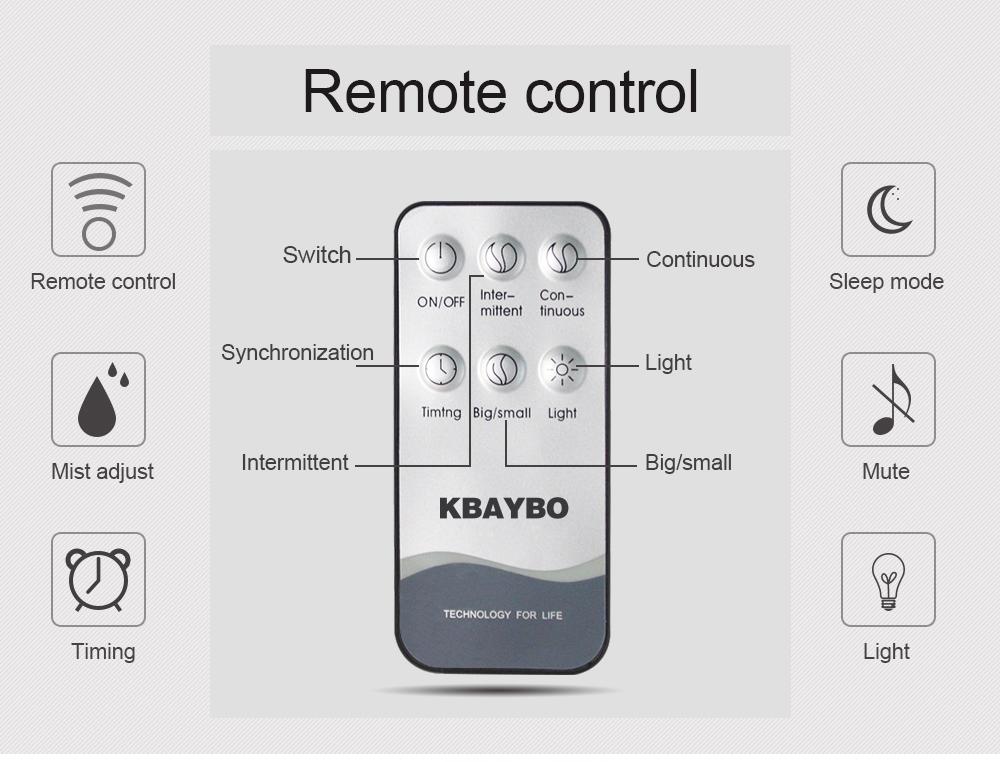 KBAYBO Aroma Ultrasonic air Humidifier 500ml Remote Control Essential